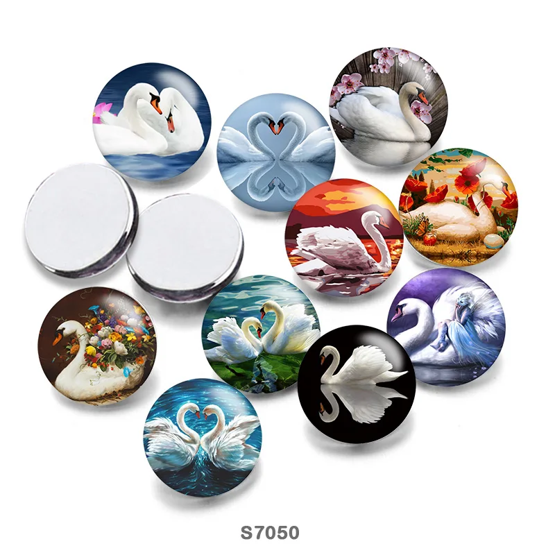 

Love Swan Mix 12mm//18mm/20mm/25mm Round photo glass cabochon demo flat back Making findings S7050