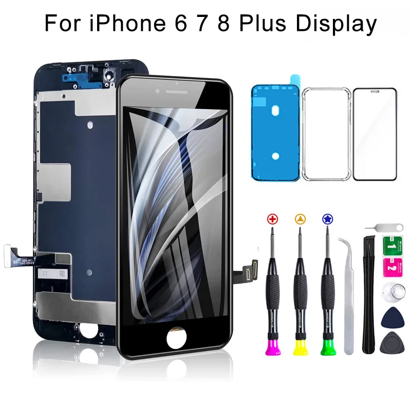 

ЖК-дисплей для iPhone 8, 7 Plus, 8, 7, 6, сенсорный экран с аксессуарами, сменный, 100% без битых пикселей, Бесплатные Подарочные инструменты