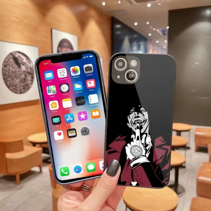 

Hellsing Alucard Phone Case for iPhone 14 13 12 11 Pro Max X XR XS 8 7 Plus Liquid Glass Cover Funda Shell