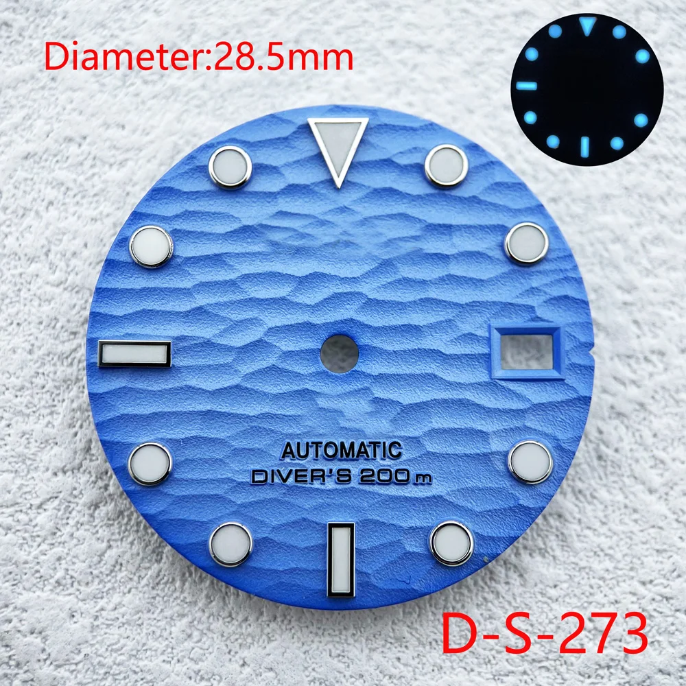 28.5mm Green /BlueLuminous Dial  SKX007/009 Watches Accessories for NH35/NH36 Automatic Movement With S Logo Customizable Dial