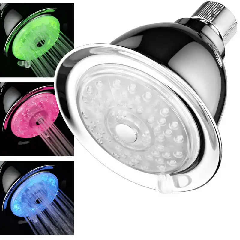 

7-Color 4-Setting LED Shower Head with Air Turbo Pressure Boost Technology Cabezales de ducha Duschkopf Cosas para el baño Spa