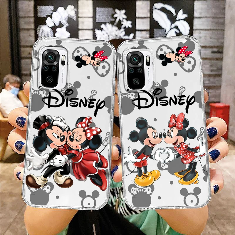 

Transparent Phone Case For Xiaomi Redmi Note 12 11E 11S 11 11T 10 10S 9 9T 9S 8 8T Pro Plus 5G Disney Mickey Minnie Love Cover