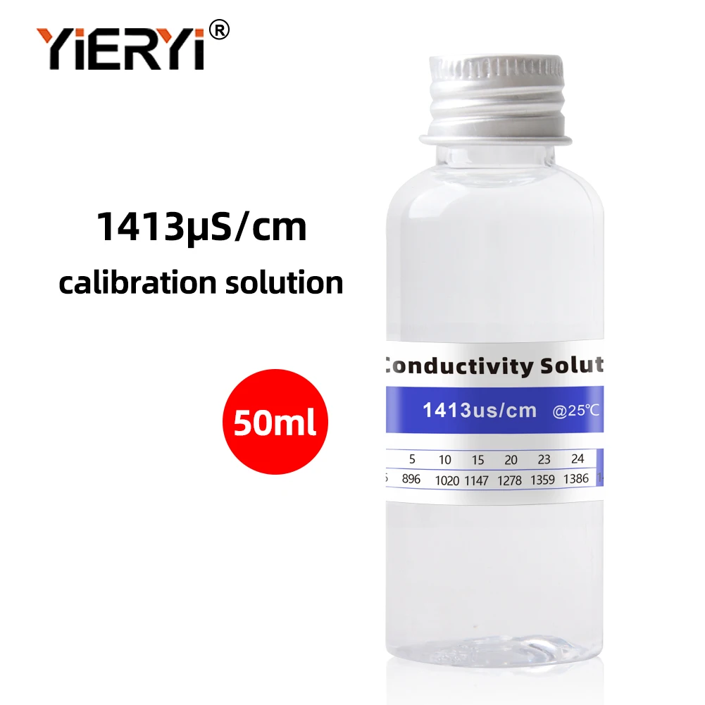 

Yieryi 25 мл/50 мл EC калибровочный раствор 111,8 мс/см 12,88 мс/см 1413 мкС/см для калибровки тестера проводимости EC-метра