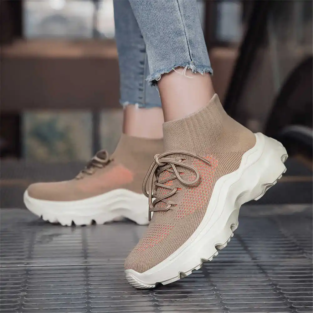 Knitted Number 38 Women High Sneakers Husband Boots Female Fashionable Sports Shoes Releases Particular Of Famous Brands images - 3