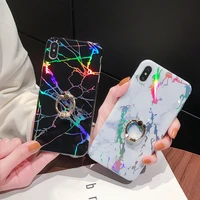 colorful laser marble case for iphone 13 pro max 12 mini 11 xsmax xr xs 6s 7 8 plus se2020 phone back cover soft tpu ring stand
