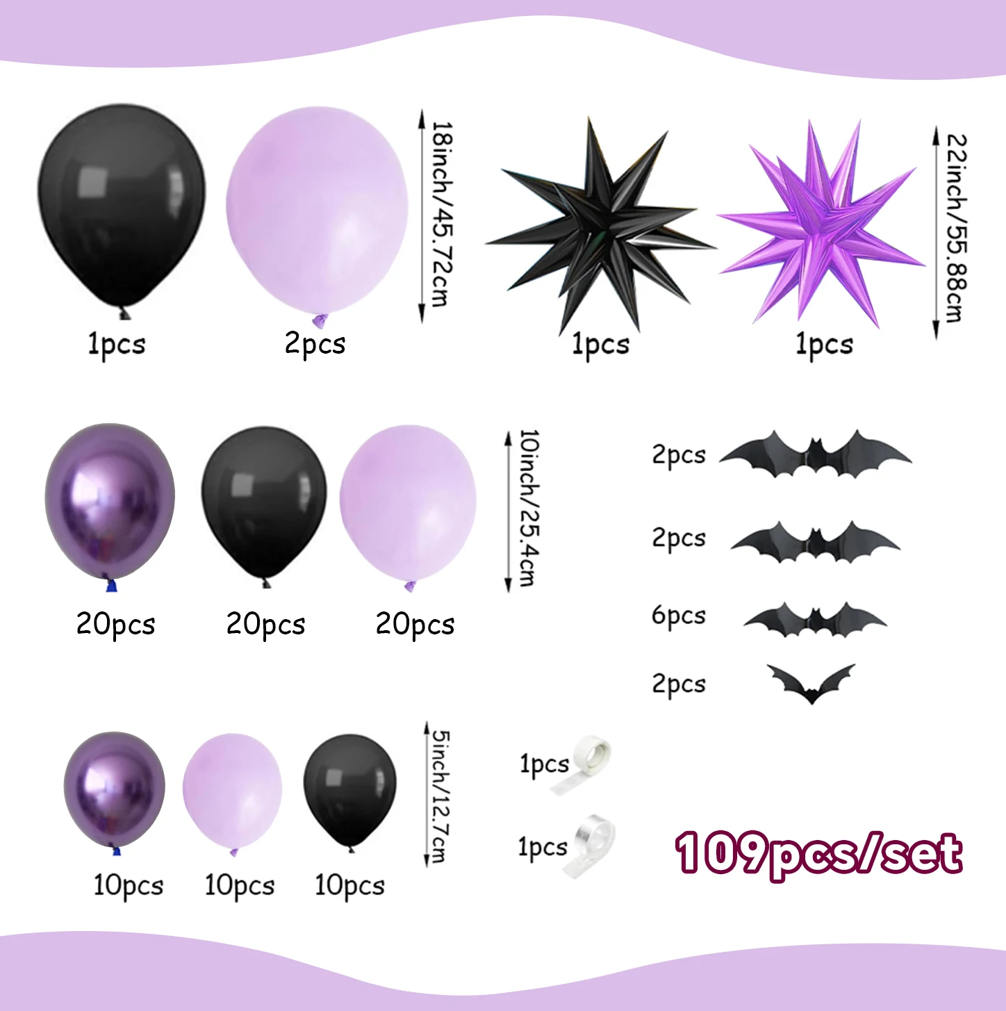 109 шт. фиолетовый и черный комплект арки воздушных шаров готический воздушный шар