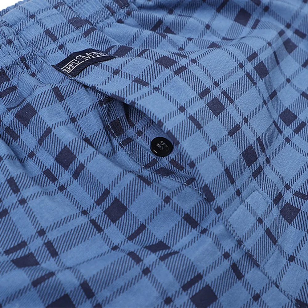 Мужские трусы-боксеры в клетку серые свободные шорты с широкими штанинами