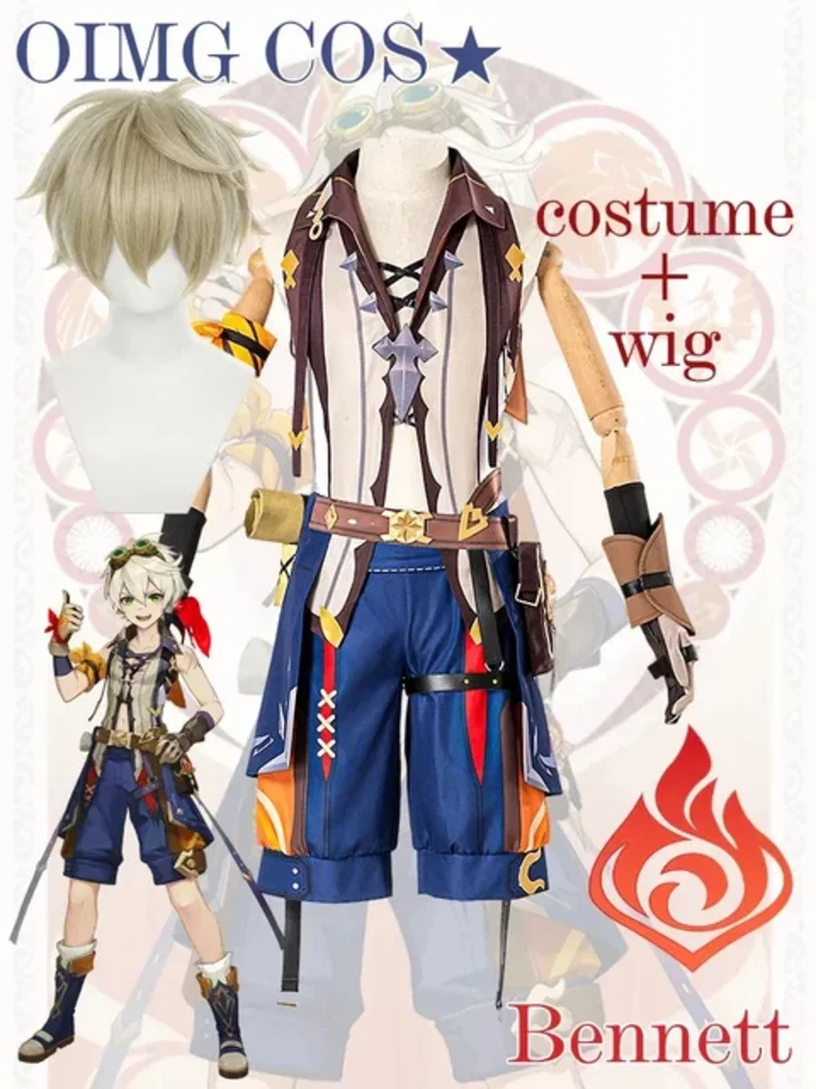 Костюм для косплея Genshin Impact benнет Униформа парик аниме Хэллоуин
