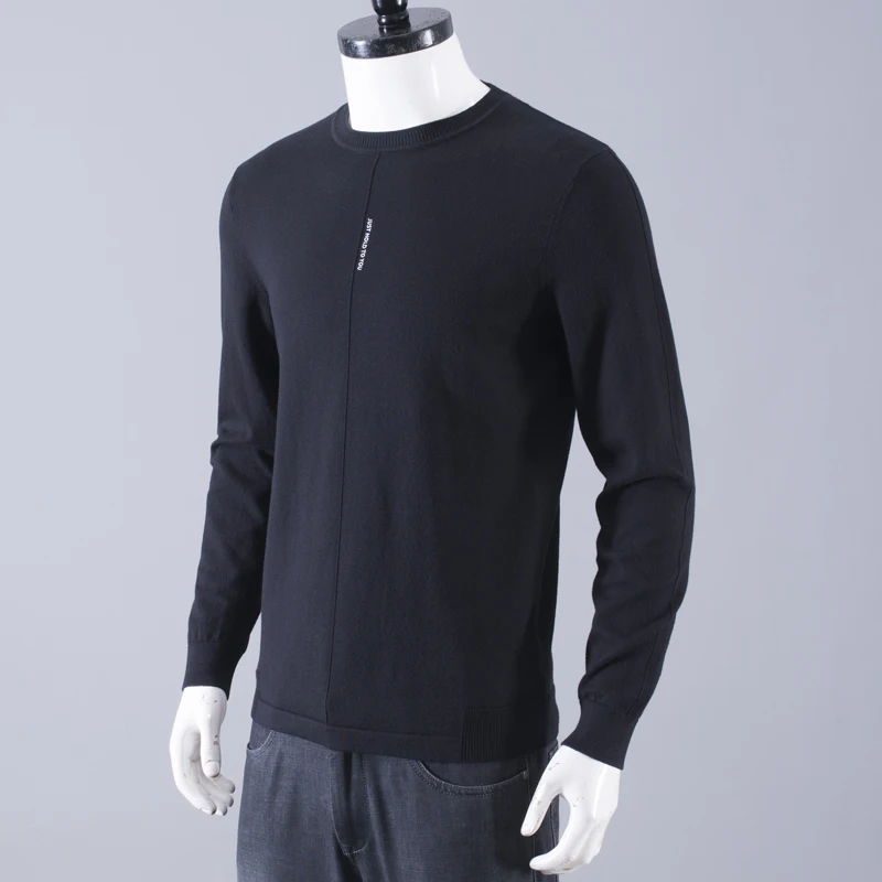 Yajia Withdraw from Cupboard Orders! Big Brand round Neck Pullover Long sleeve Knit Black Fashion Ci Thin Bottoming Men's S...