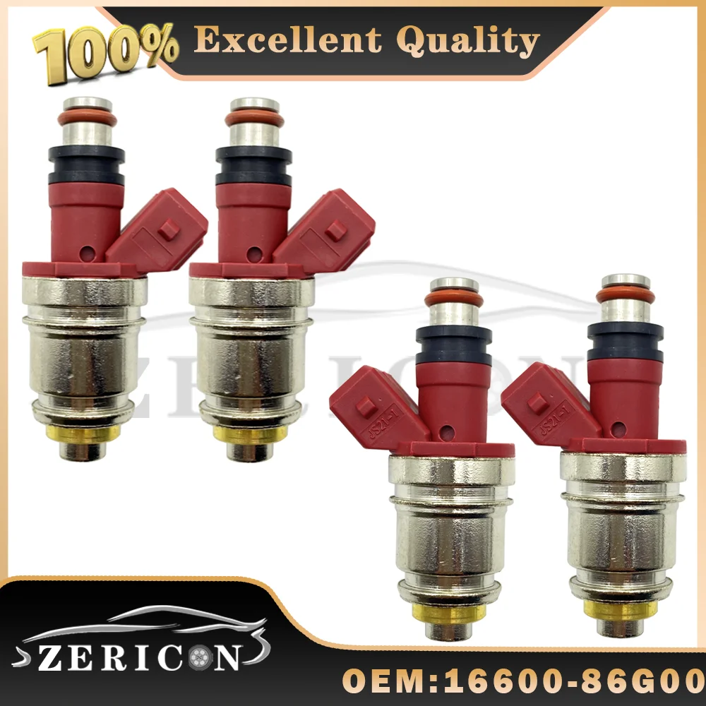 

4pcs 16600-86G00 16600-86G10 Brand New Fuel Injector Nozzle for Nissan Pickup D21 2.4L I4 1990-1995 1660086G10 1660086G00 JS21-1