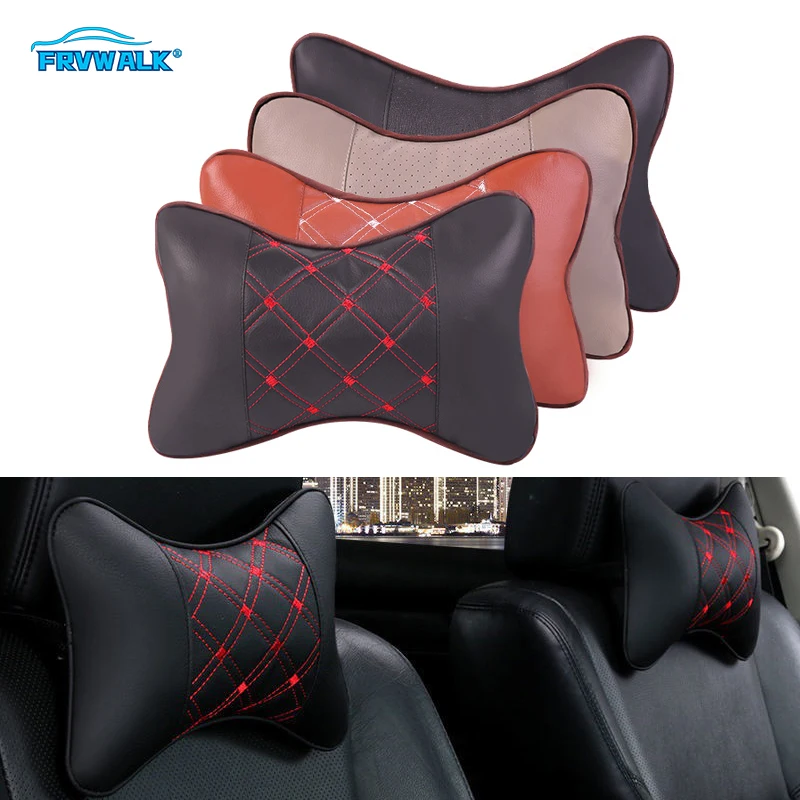 

Pu Leather Car Neck Pillows Head Support Protector Universal Headrest Backrest Cushion for Head Pain Relief Neck Rest Cushion