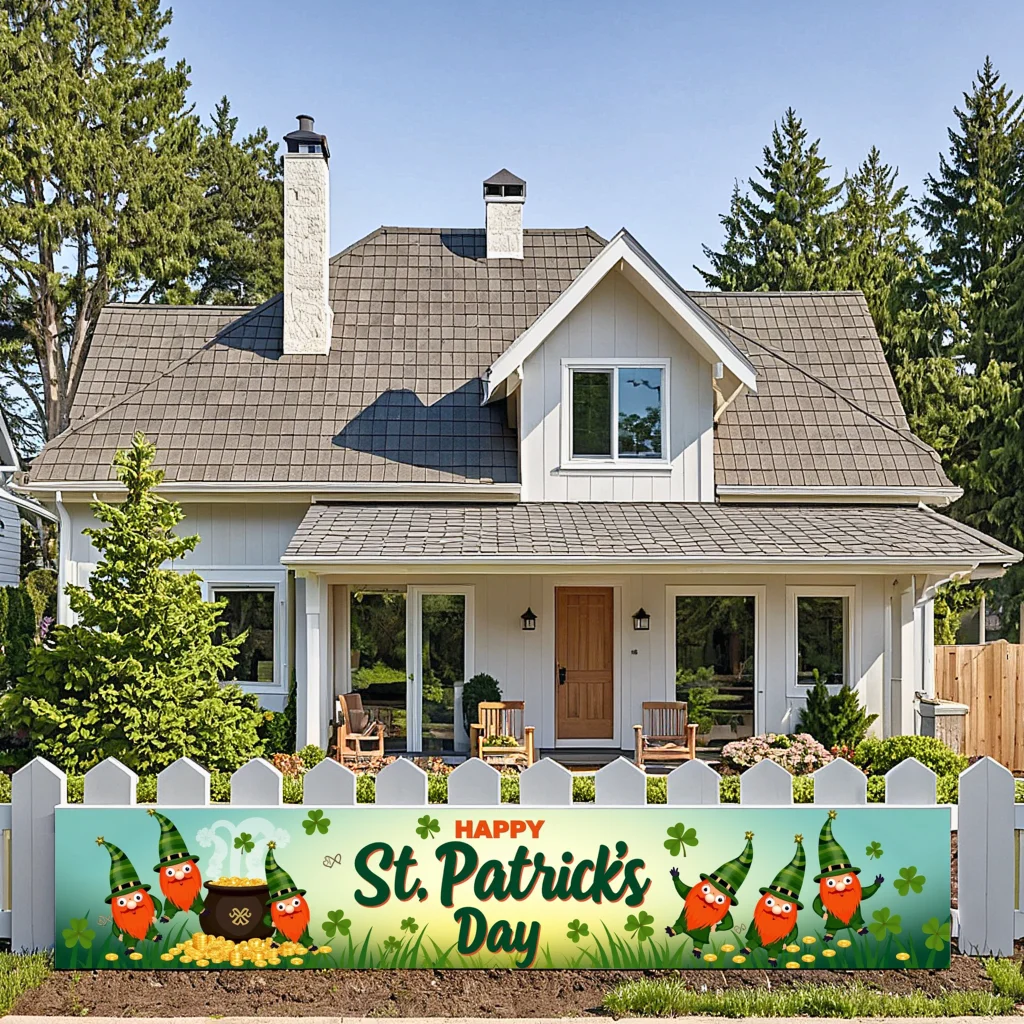 Легкий фон традиционный тканевый зеленый Happy Leprechaun для дома