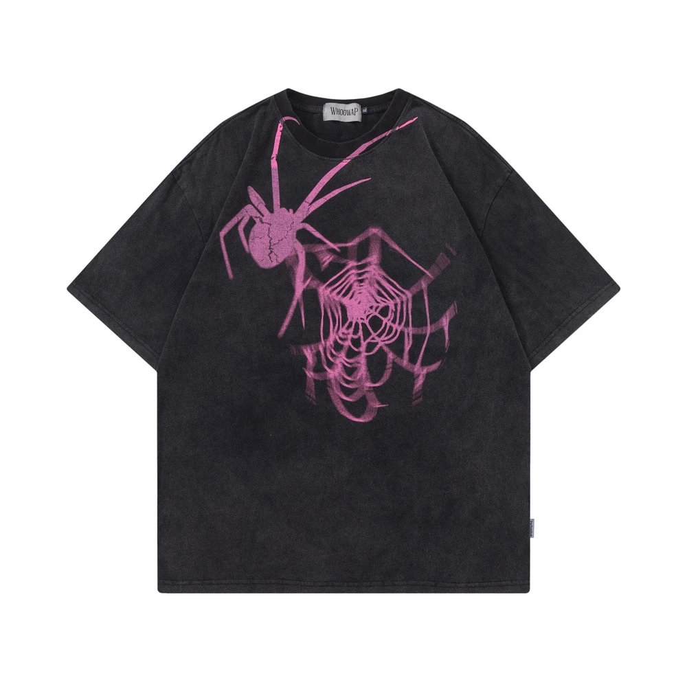 

Spider Web Printed Distressed Oversized Graphic T Shirts Men Women Vintage Unisex Gothic Summer Top Aesthetic Clothes Streetwear