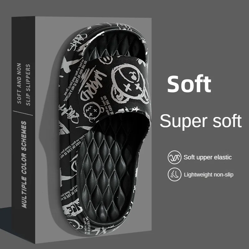 Шлепанцы мужские с мультяшным медведем мягкие Нескользящие сланцы для дома