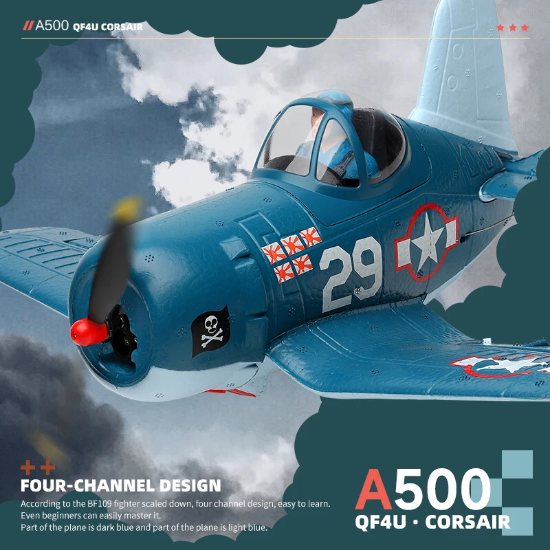 

Wltoys XK RC Airplane A500 QF4U Fighter Four-Channel Like Real Machine Remote Control Planes 6G Mode Fighter Toys for Adults