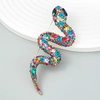 fashion new metal colorful rhinestone snake animal brooch women cute creative badge party jewelry accessories