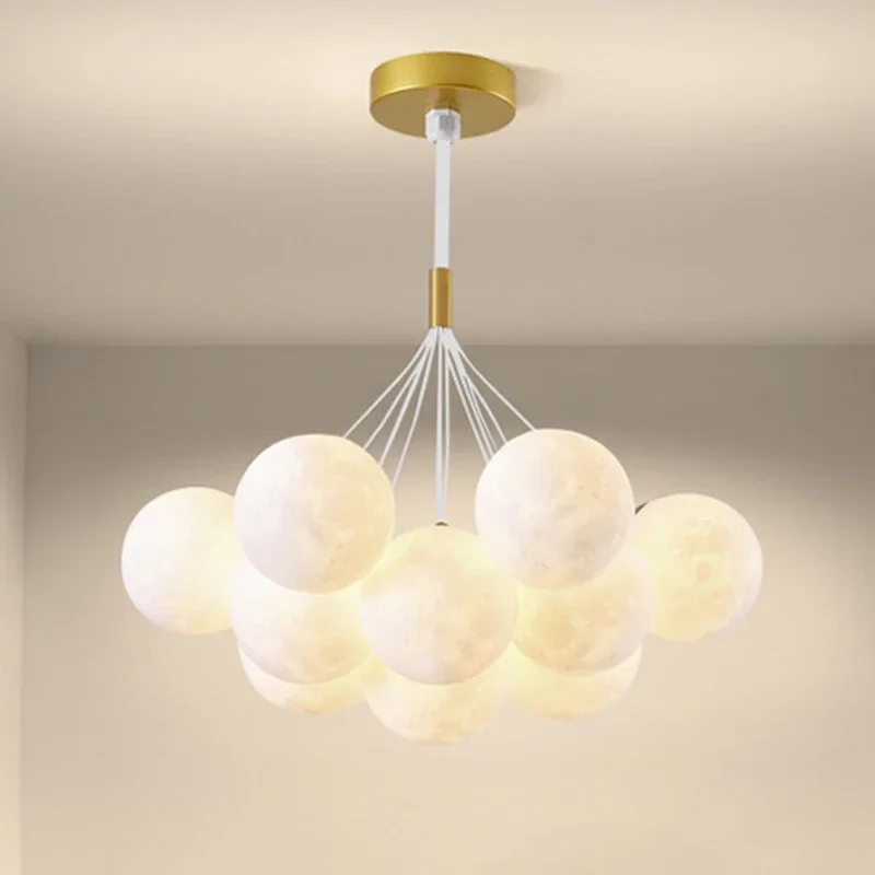 

Modern Moon LED Pendant Lustre Lights Living Dining Room Decor Balloon Lamp Indoor Bedroom Cafe Hanging Chandeliers Fixtures