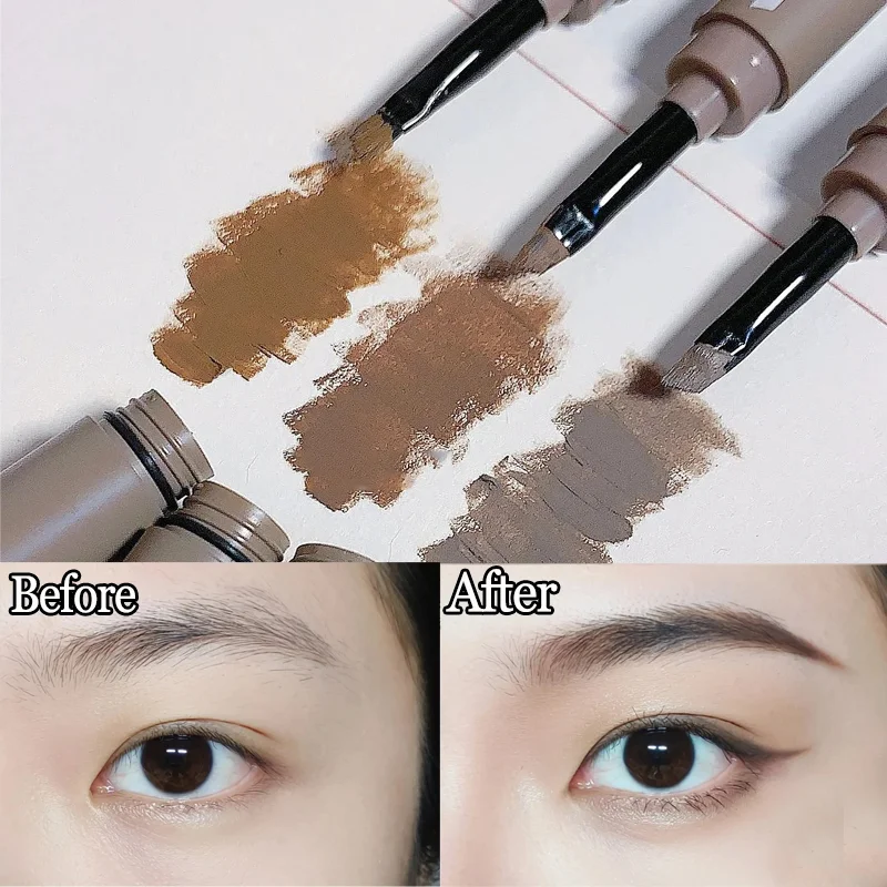 

Double Head Eyebrow Cream Pencil Natural Waterproof Brown Gray Taupe Silkworm Eyeliner Eyebrow Pen with Brush Eyes Makeup Tool