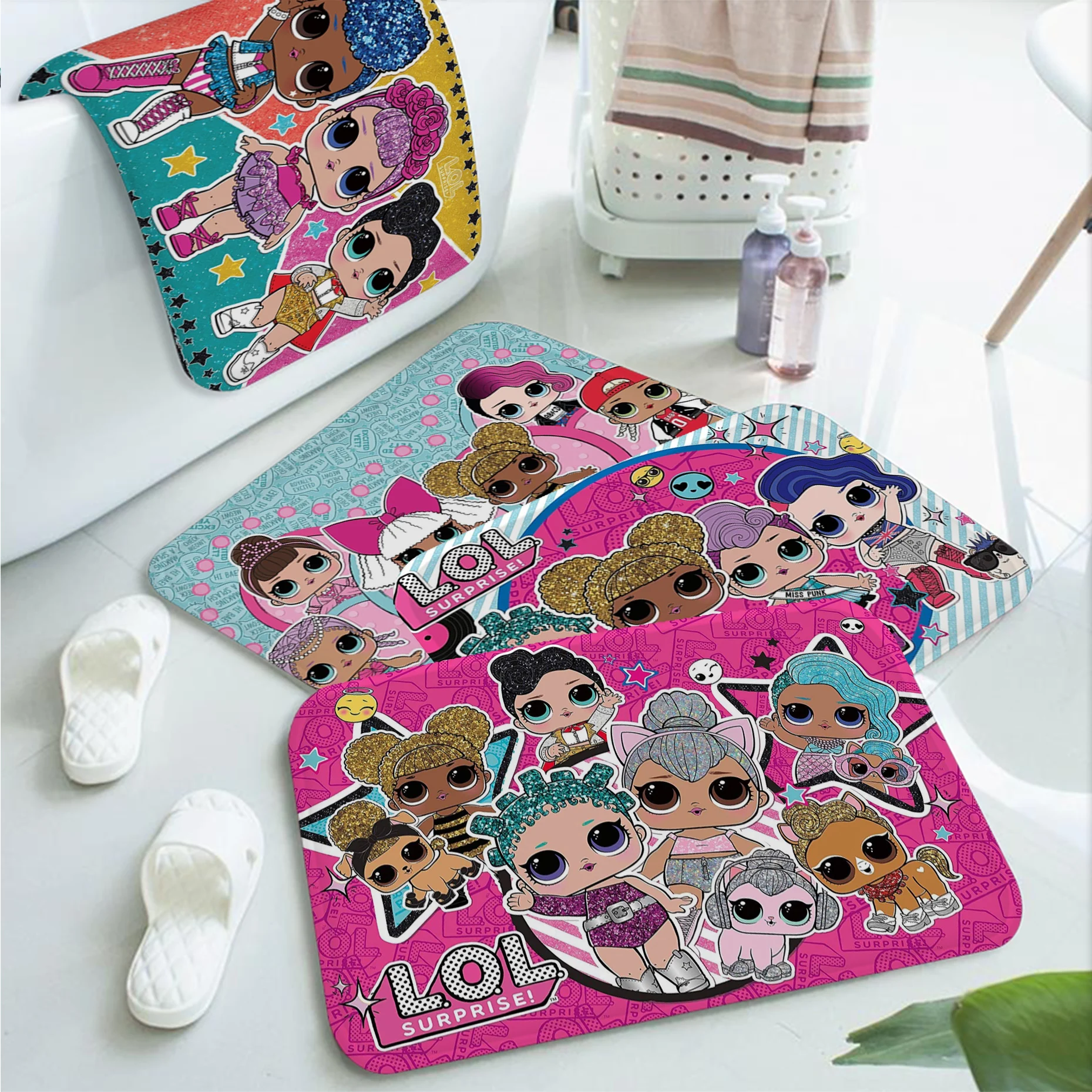 

Lovely Cute Cartoon Pink Girl Game Surprise Floor Mat Bath Nordic Style Home Doormat Bathroom-Toilet Mat Bedroom Welcome Doormat