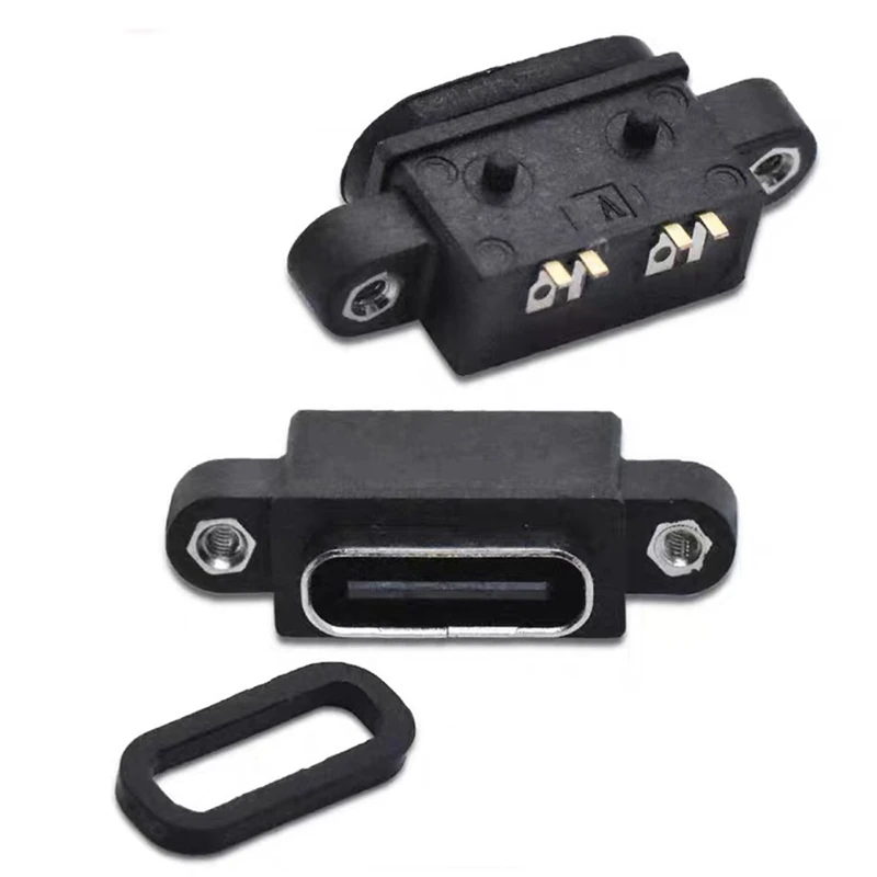 Акция! 10 шт. Влагозащищенный женский USB-разъем Micro-USB TYPE C 4Pin с отверстием для винта для подключения питания и зарядки.