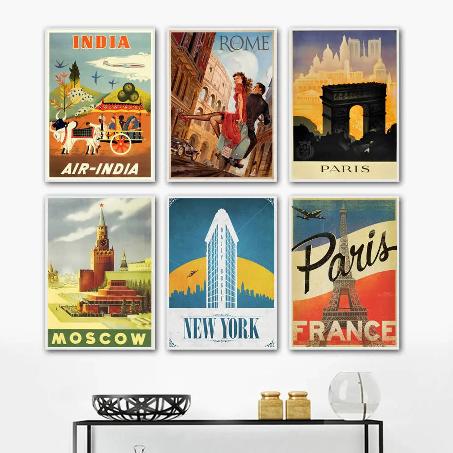 

Paris Tower Airplane Girl Retro Comic Wall Art Canvas Painting Nordic Posters And Prints Wall Pictures For Living Room Decor