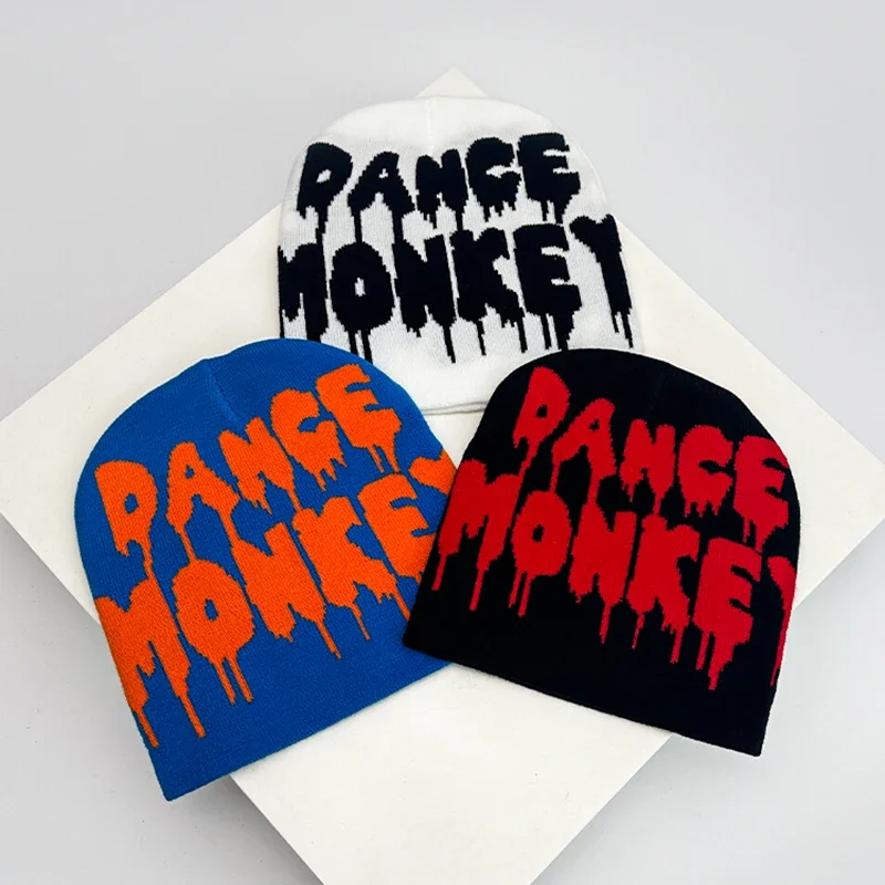 Осень и зима Новые вязаные шапки унисекс с надписью в стиле хип-хоп Цветные блоки
