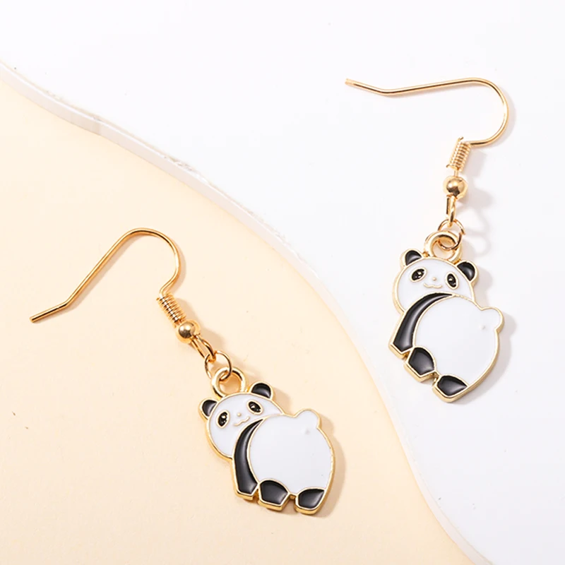 Милые эмалированные серьги-подвески из сплава в виде животных милые панды