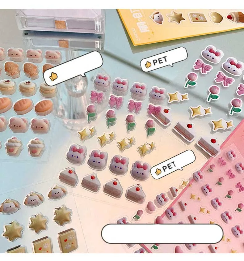 

3 листа Kawaii Bunny наклейка с медведем 3D мультфильм «сделай сам» Скрапбукинг Дневник Журнал Планировщик украшения корейские канцелярские накл...