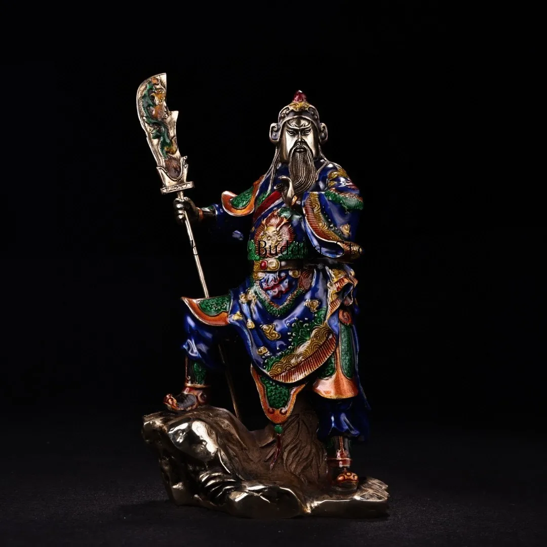 Статуя из чистой меди старая латунь перегородчатая статуя Guan Gong Station Будды Yuguan Erye