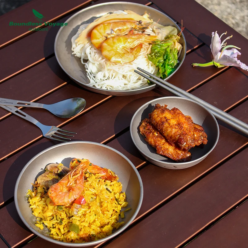 Набор посуды Ультралегкая титановая с сетчатой сумкой для переноски - купить по