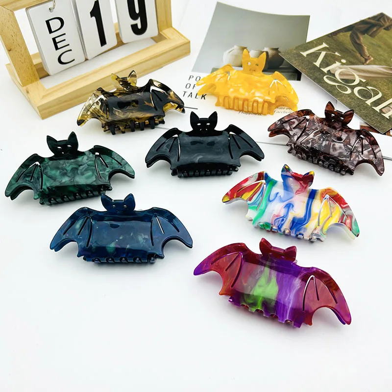 

Wholesale Women New Bat Acrylic Hairclaw Halloween Dress Claw Clips European and American Holiday Hair Accessories