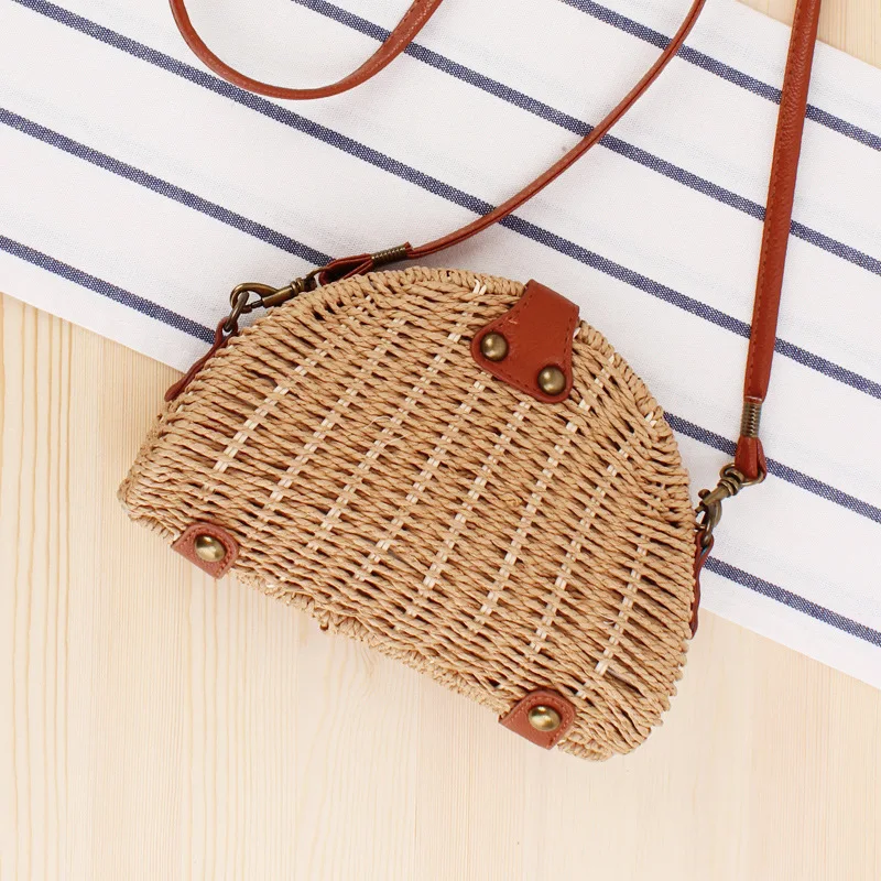 Mini Rattan Beach Bag Handbags for Women 2022 Designer Luxury Straw Bag Bohemian Small Bali Travel Woven Shoulder Crossbody Bag
