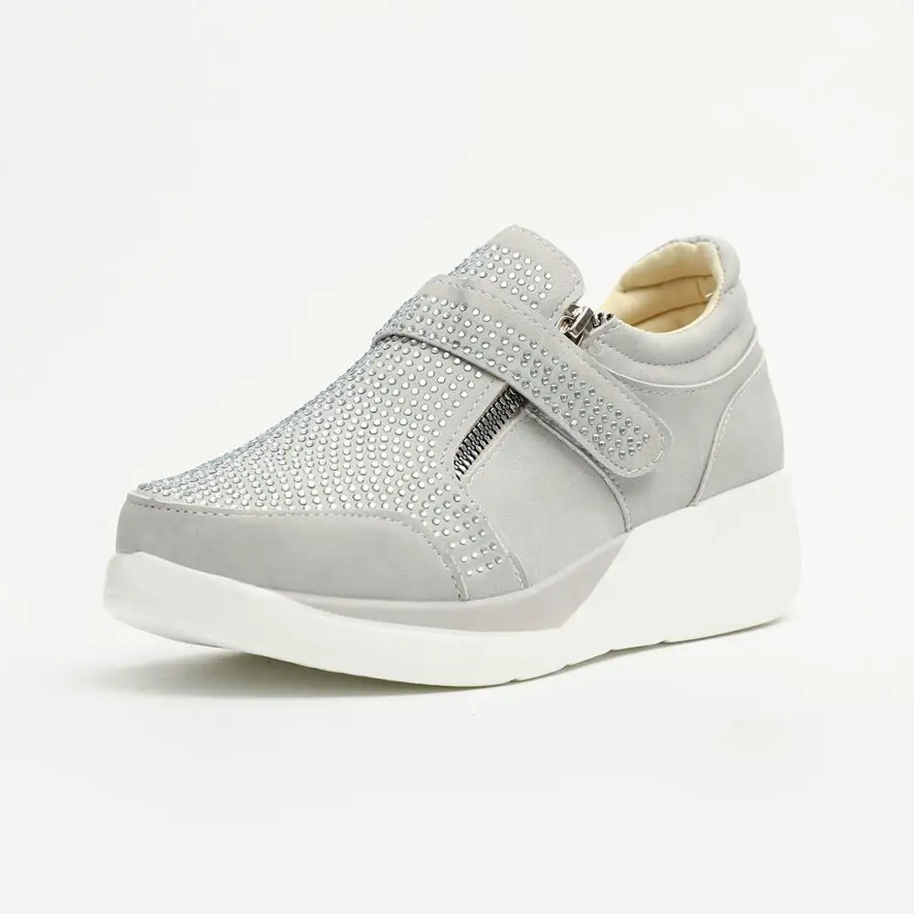 Women's Shoes Sneakers Wedges Shoes Zipper Platform Trainers Women Shoes Casual Lace-Up Ladies Outdoor Walking Comfortable Mujer