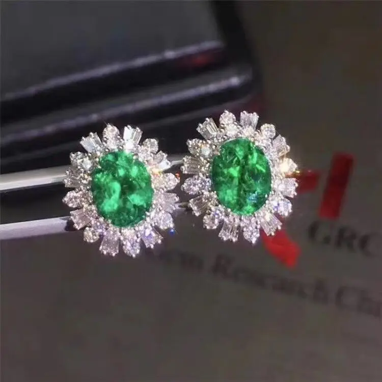 

MeiBaPJ Natural Columbia Emerald Gemstone Flower Stud Earrings Real 925 Silver Earrings Fine Charm Jewelry for Women