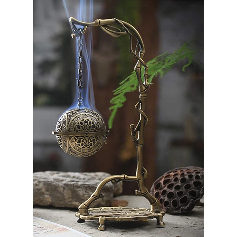 

Hanging Incense Burner Holder,Ball Shaped Carved Dragon Cone Incense Burner,For Home Air Purification/ Decoration