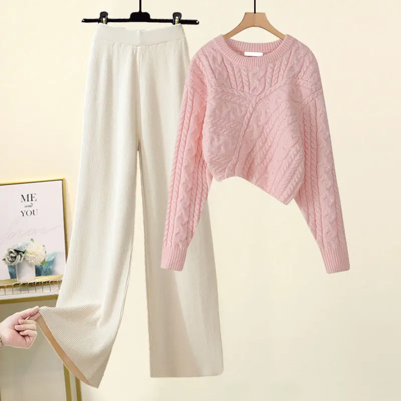 

Women's Autumn and winter Single Set Women 2023 New Knitted Sweater Loose Slim Wide Leg Pants Two-piece Set of Fashion V730