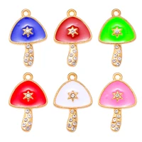 10pcs 1320mm enamel mushroom diamond earrings bracelets charms for jewelry making womens pendants necklaces diy accessories