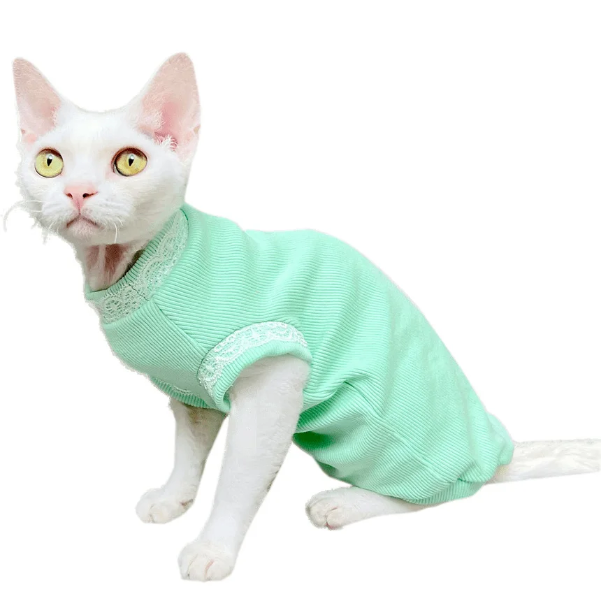 2023 Candy Color Hairless Cat Vest Spring Summer Warm Sphinx Conis Clothing Kitten Outfits Devon Rex Sphynx Clothes for Cats