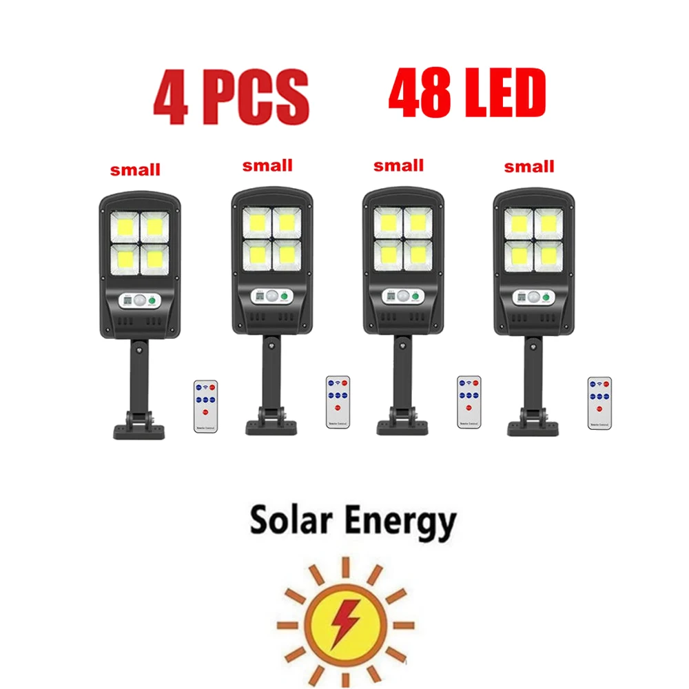

remote 1-4pcs 48/128 Solar Light Human Body PIR Motion Sensor Wall Light Outdoor Waterproof Street Path Home garden garage pathw