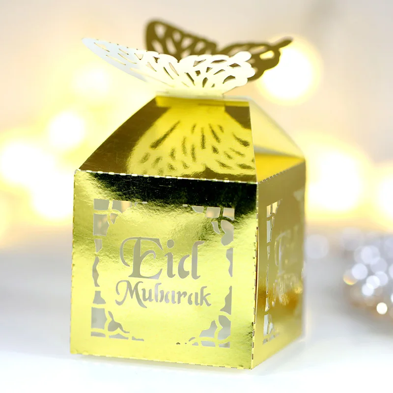 

50pcs Eid Mubarak Gift Boxes Ramadan Butterfly Candy Box For Hajj Ramadan Party Islami Muslim Event Party Favors Decoration