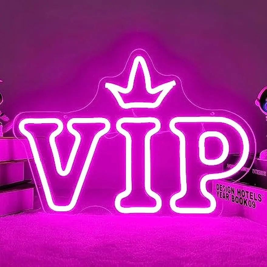 

Неоновая вывеска розового цвета VIP