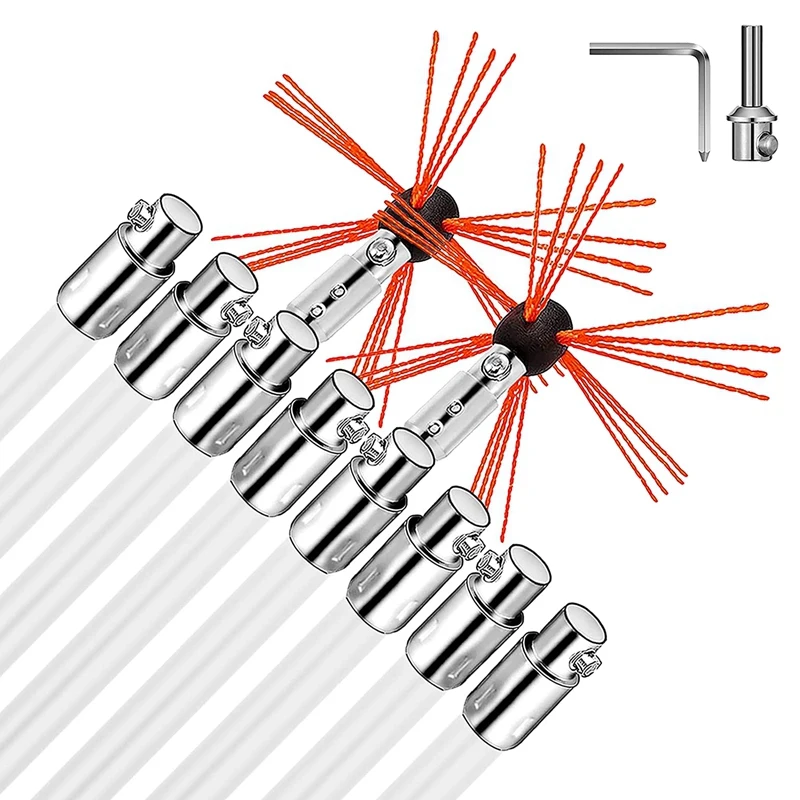 

Chimney Kit 26FT Length,With Nylon Flexible Rods And Brush Head,Chimney Cleaning Tool Kits For Sweeping Fireplace