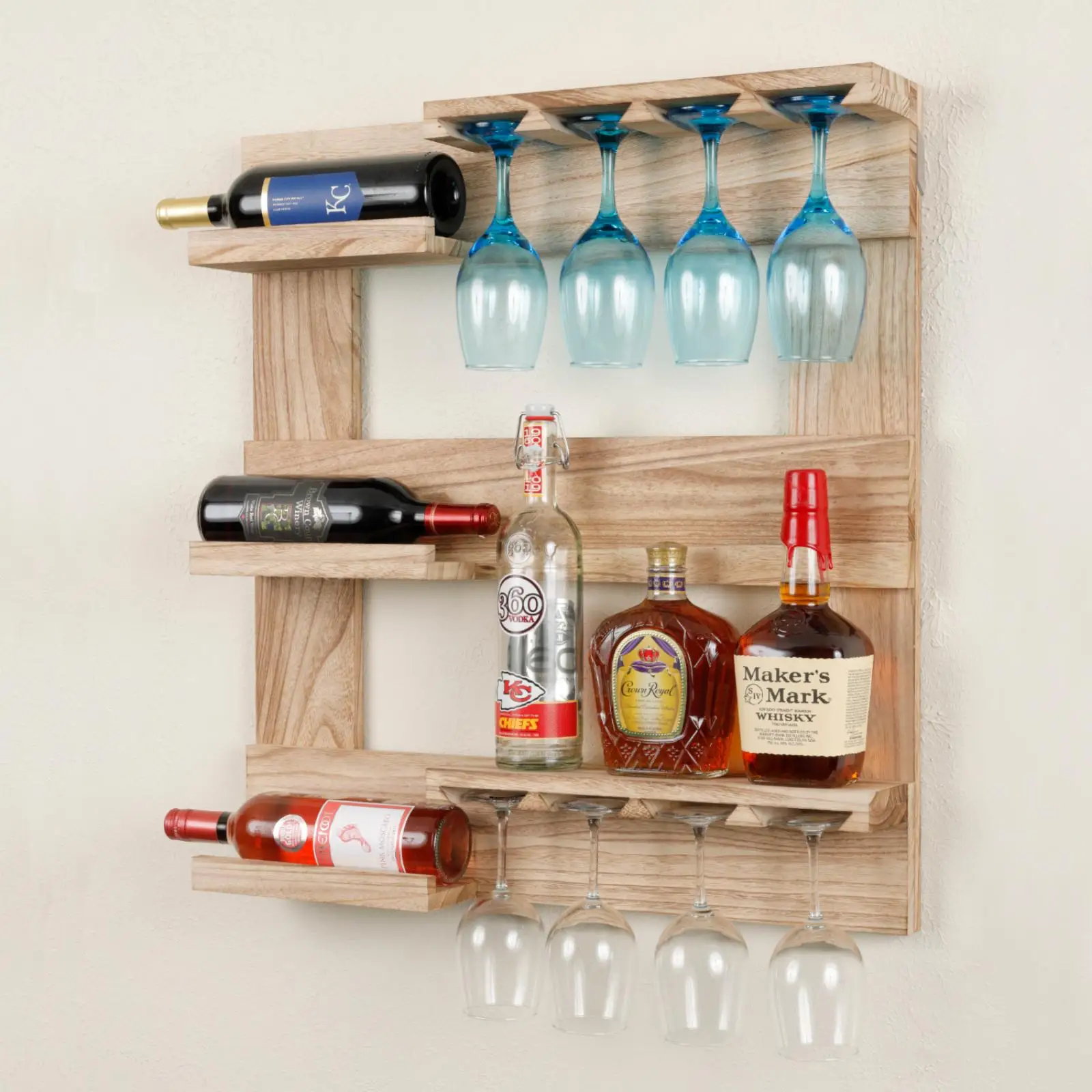 

Furniture Solid Wood Wall Mounted Wine and Stemware Display Cabinet