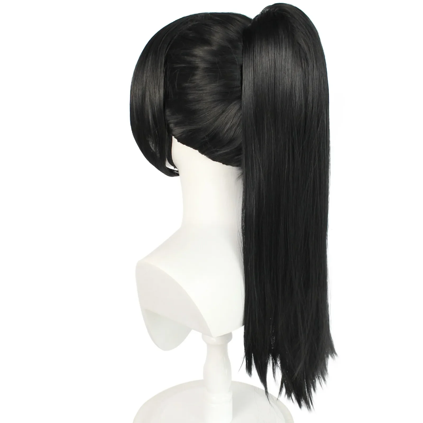 Парик для косплея Yukimura Jiziru длинный прямой черный хвост с челкой Хэллоуина