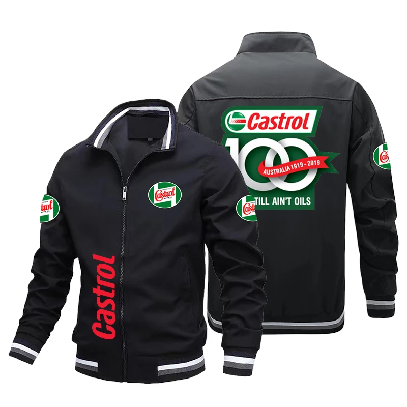 

Новая мужская куртка на весну и осень, рабочая одежда с логотипом Castrol, Повседневная модная ветровка, куртка-бомбер, ветрозащитная водонепроницаемая куртка