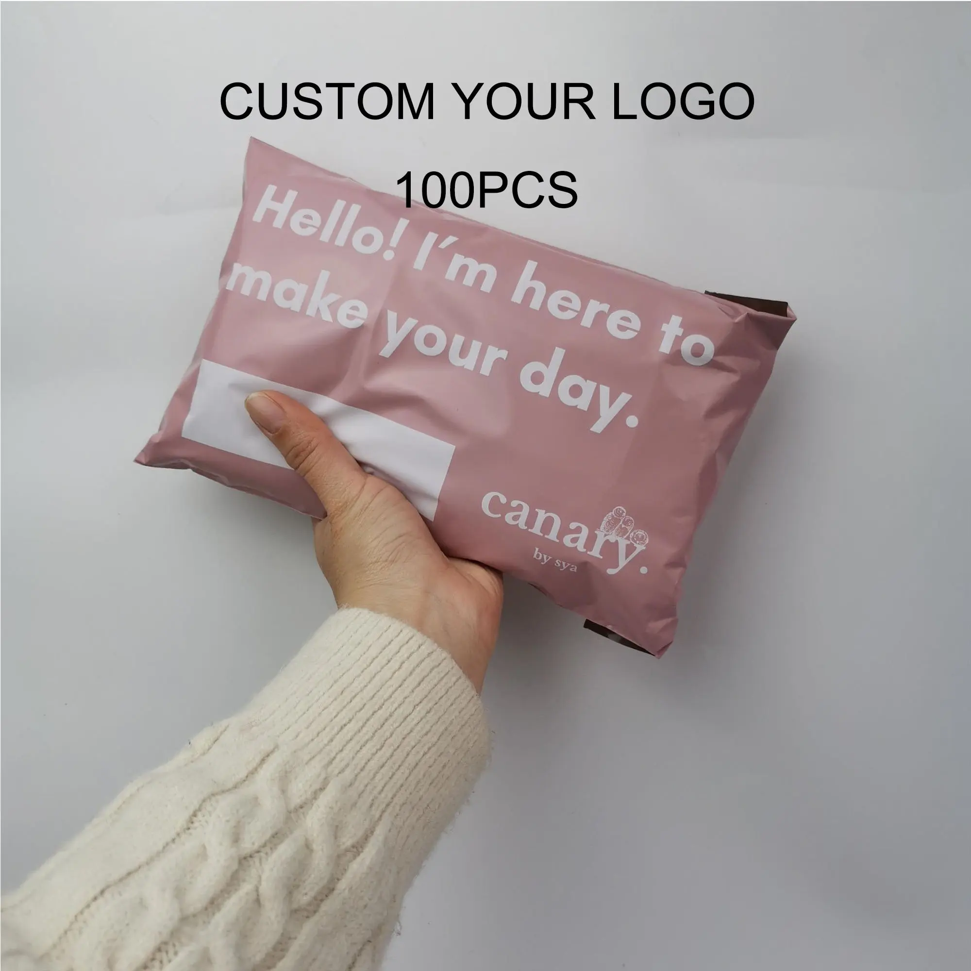 100pcs Customize Your LOGO Rose Gold Poly Mailing Bag Biodegradable Shipping Bags Courier Bags Mailer Bag