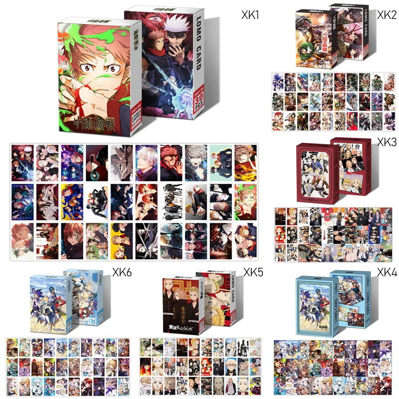 

30 шт./коркор. аниме Genshin Impact juютсу Kaisen Токийский Мстители Lomo открытки Мультяшные фотооткрытки открытки для поклонников Подарочная коллекция