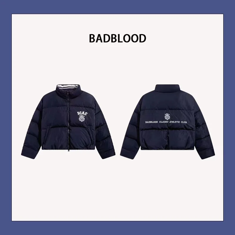 BADBLOOD The new winter model down jacket lettering embroidery loose casual short zipper jacket trend women's INS style