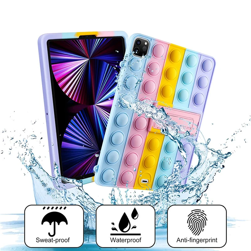 

Чехол для iPad Air 5 4 10.9, чехол 2020 2022, мягкий силиконовый чехол-подставка с пузырьками для снятия стресса для iPad Pro 11 дюймов 2021, детский чехол