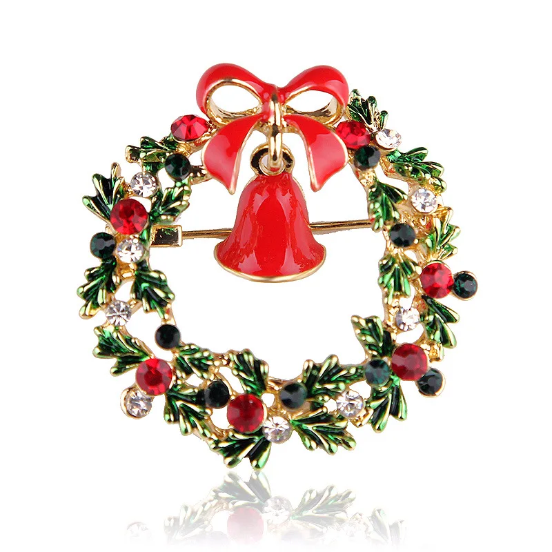 

Fashion Crystal Pin, Bow, Wreath, Bell, Oil Painting Christmas Brooch